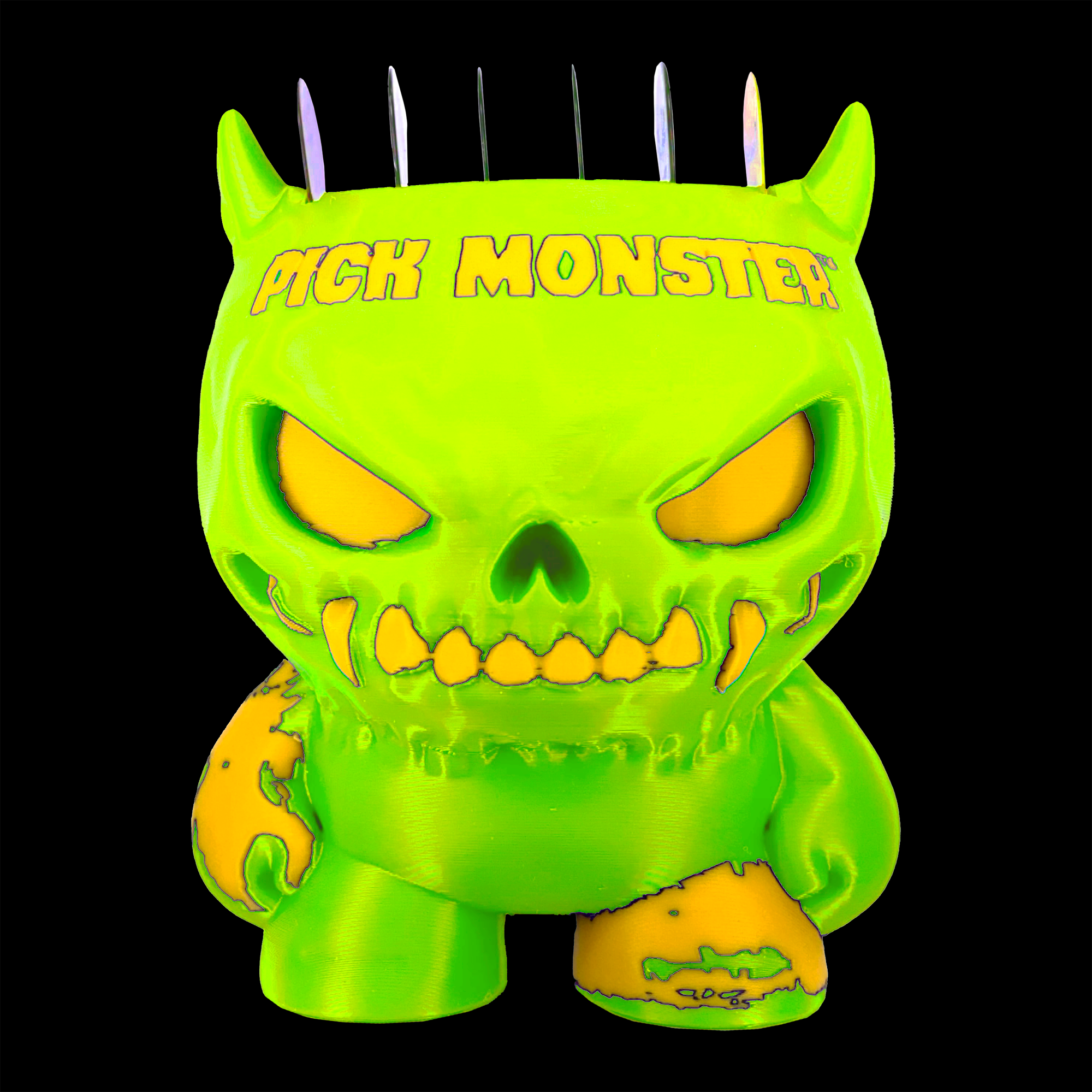 PICK MONSTER GUITAR SIX PICK HOLDER #358XR ELECTRIC GREEN YELLOW